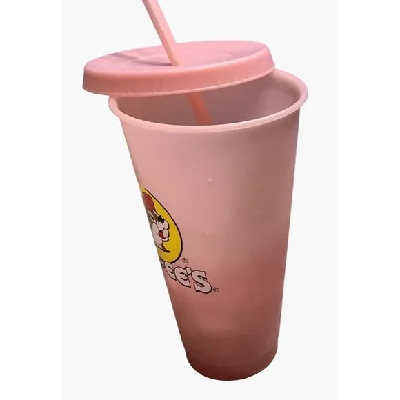 3 Buc-ee's Bucee's Tumbler 25oz Color Changing Cup Lid Straw Pink Green Yellow - Picture 5 of 12